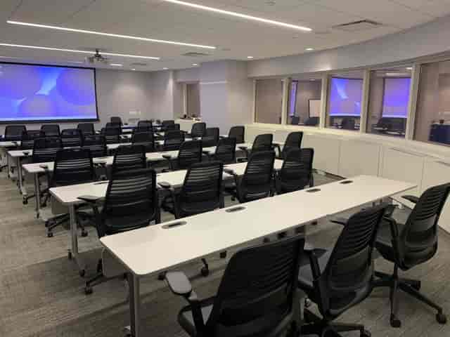 Classroom-style meeting room at AMA Conference Center NYC for corporate workshops and training.