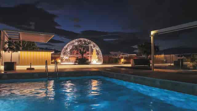 Heated bubble lounge at La Suite Lounge, St. George Lycabettus for exclusive winter VIP events.