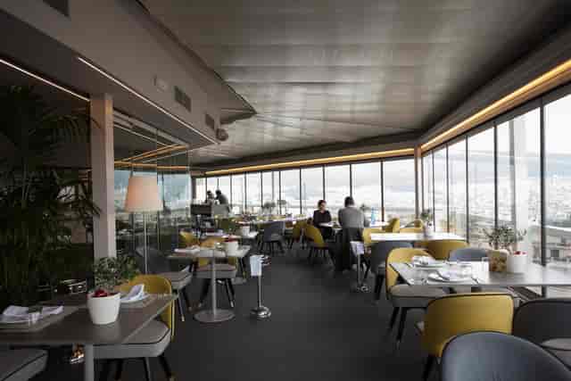Le Grand Balcon panoramic dining hall for corporate networking and VIP event hosting.