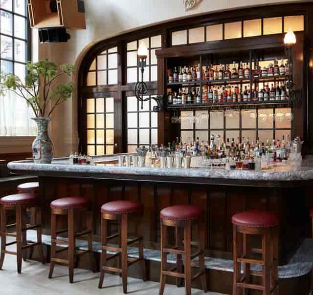 Sophisticated Nine Orchard hotel bar for VIP networking receptions and cocktail events.