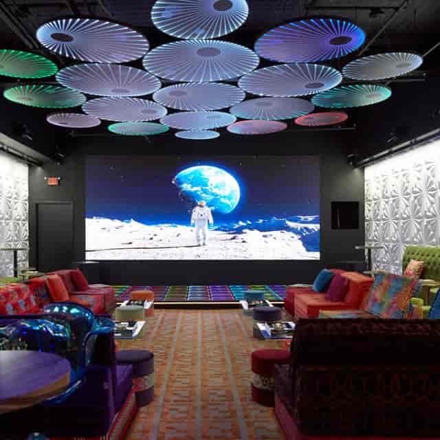 Tribeca Screening Room with LED wall for creative brand activations and professional workshops.