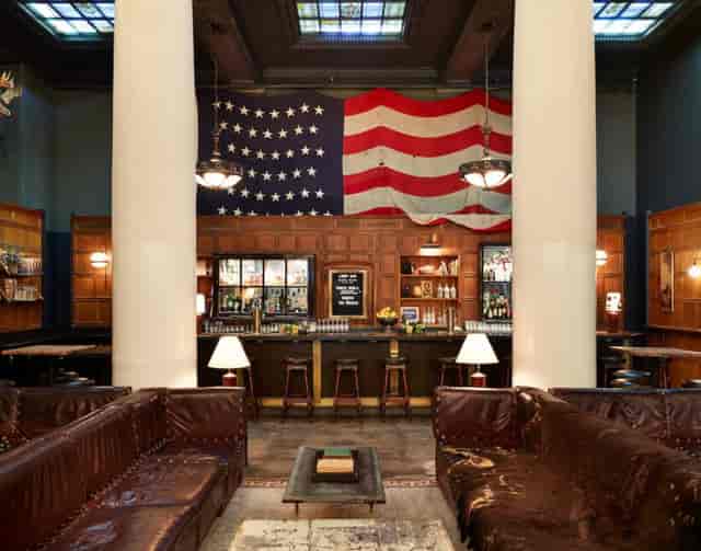 Atmospheric lounge at Ace Hotel New York for VIP receptions and networking events.