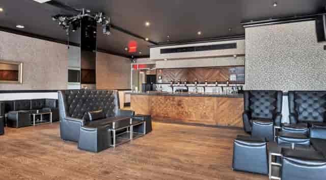 Sleek modern event space at The Hard Bar, ideal for networking and social gatherings.