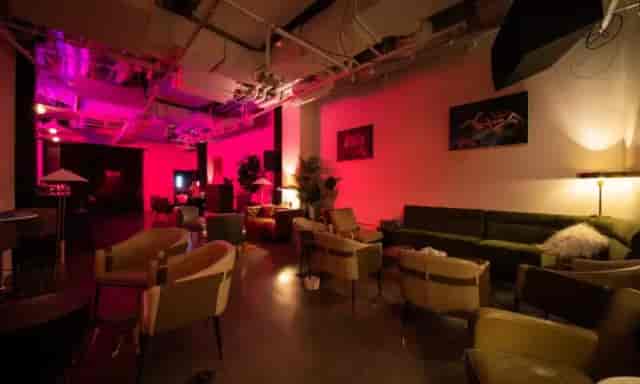 Industrial-chic lounge at Nina's NoMo SoHo for networking receptions and VIP events.