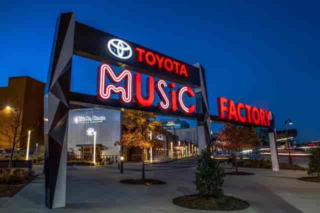 The Pavilion at Toyota Music Factory entry for live concerts and experiential event branding.