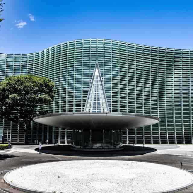 The National Art Center Tokyo entrance: architectural venue for corporate events and product launches.