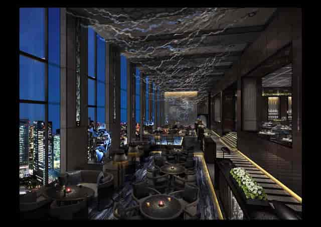 Private dining room at Table 9 Tokyo with skyline views for VIP receptions and corporate events.