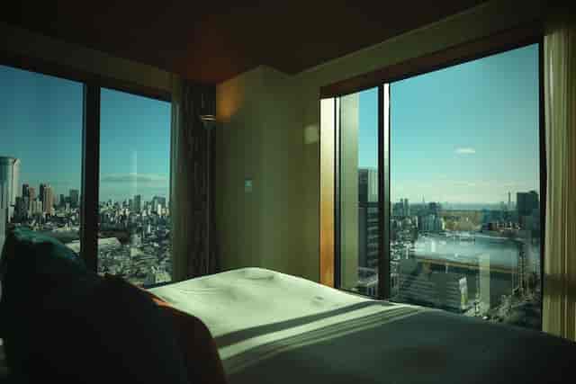 Aoyama Grand Hotel corner room with city views for VIP conference speakers and upscale events.