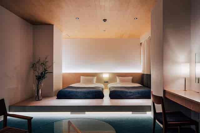 Minimalist twin room at Hotel Graphy Nezu, perfect for executive lodging and incentive travel.
