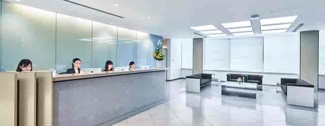 Polished reception desk at Meguro Arco Tower, ideal for corporate event registration and check-in.