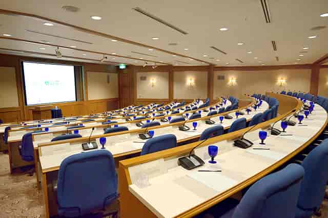 Tiered lecture hall at Hotel Chinzanso Tokyo for professional corporate conferences and events.