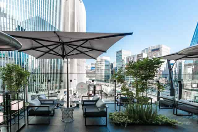 VIP cocktail terrace at THE GATE HOTEL Ryogoku, high-end open-air event space.