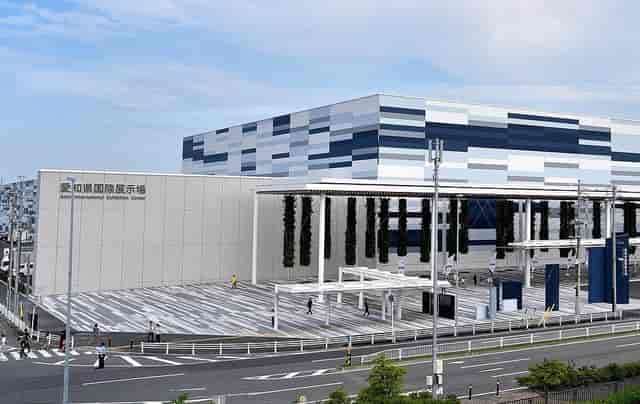 Modern Conference Tower exterior at Tourism EXPO Japan for trade shows and professional exhibitions.