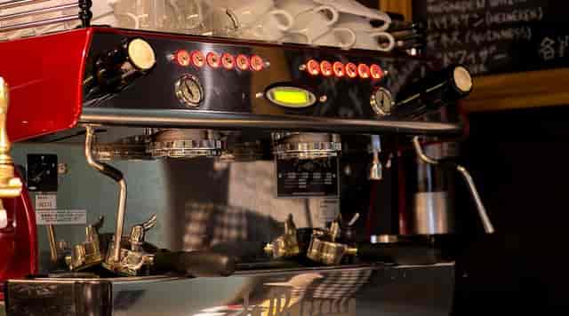 High-end espresso machine at Live Cafe G, Shinjuku Granbell Hotel for corporate events and networking.