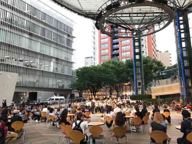 Roppongi Hills Arena: Open-air event venue with technical stage setup for outdoor performances.