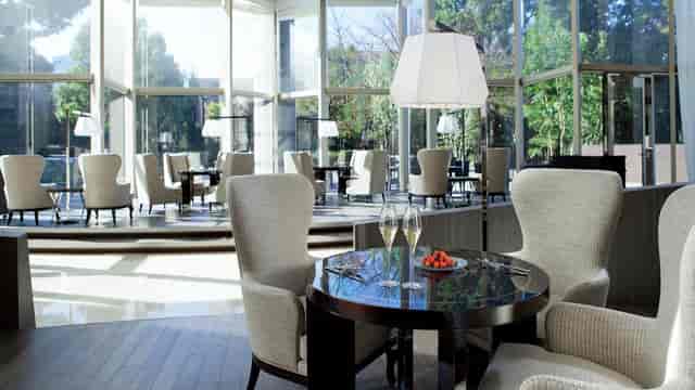Gotenyama Terrace lounge with natural light for upscale networking and VIP business meetings.