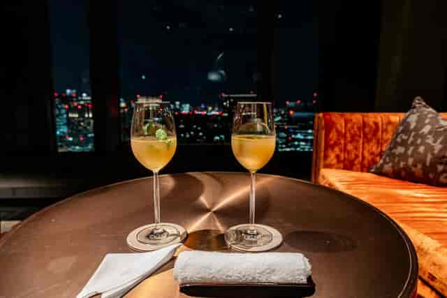 Ruri Mandarin Bar luxury lounge with skyline view for high-end VIP networking and client events.