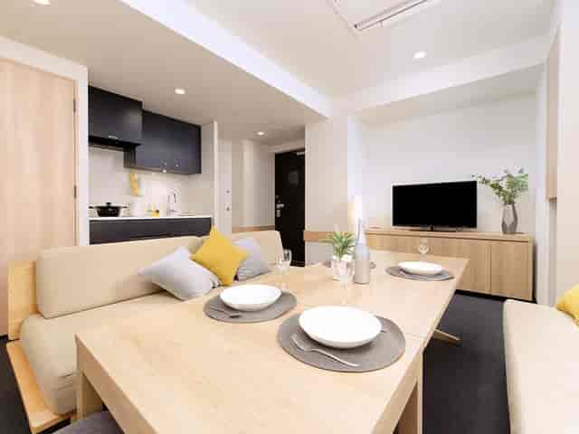 MIMARU Tokyo Akasaka studio apartment with workspace for corporate travel and off-site meetings.