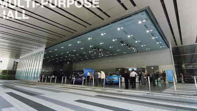 Bellesalle Akihabara automotive showroom, modern foyer for brand activation and corporate events.