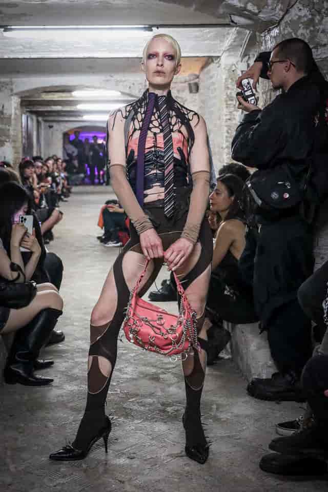 Pandora Art Gallery underground runway show: industrial fashion event venue.