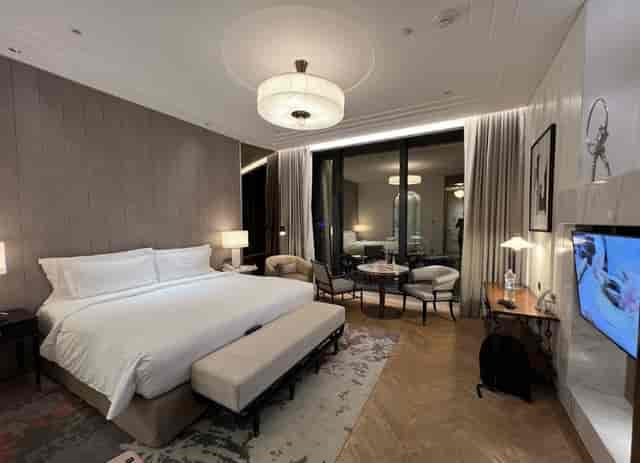 Luxury hotel suite with private balcony for executive hospitality and VIP event room blocks.