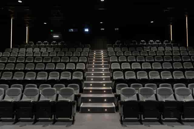 Modern theater seating in Riverside Studios for conferences and film screenings.