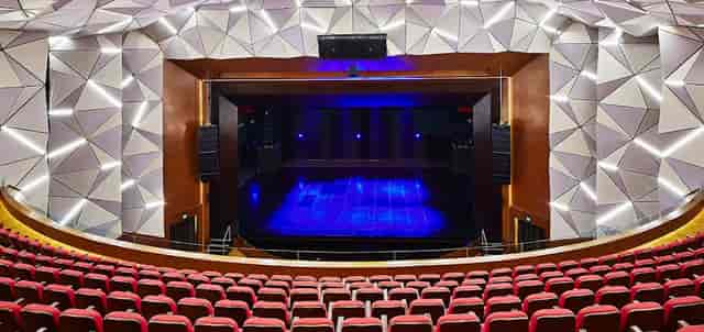 Modern tiered stage at Ciputra Artpreneur for corporate events and keynote presentations.