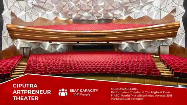 Ciputra Artpreneur proscenium stage for award ceremonies and keynote presentations.