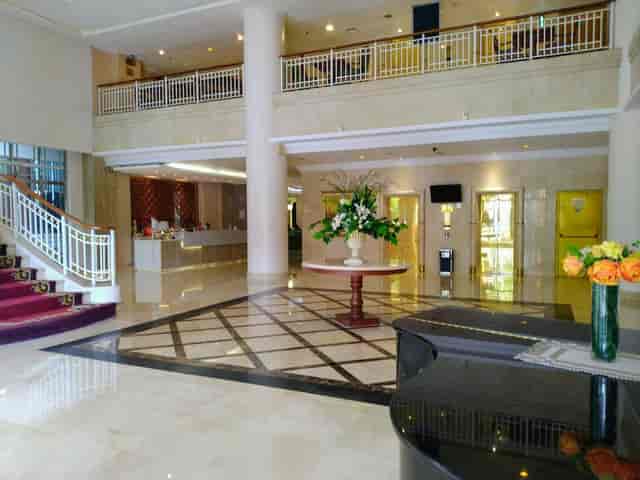 Ambhara Hotel Jakarta Dirgantara Room, elegant lobby for upscale event registration and conferences.