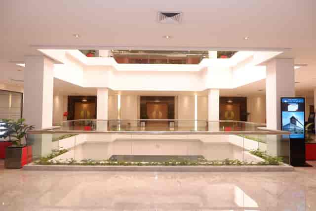 Modern Jakarta Design Center function room, airy atrium space for corporate events and networking.