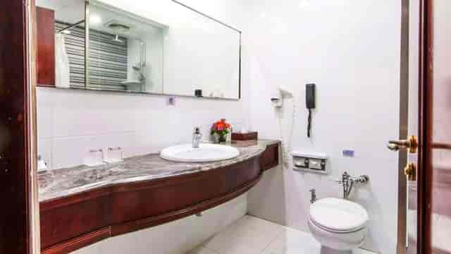 Grand Matahari Ballroom bathroom at Sunlake Waterfront Resort for corporate events or weddings.