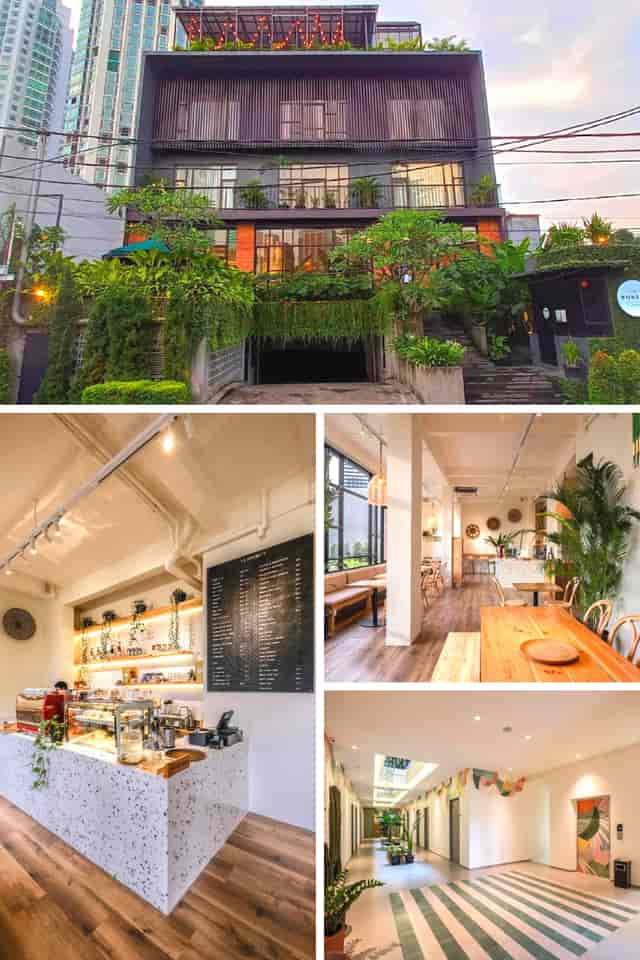 Roof garden cafe in Jakarta: biophilic boutique venue for networking and corporate workshops.