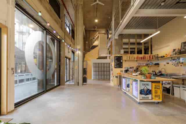 Modern Rise Climbing venue with large windows, perfect for networking events.