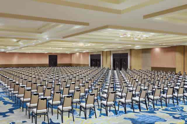 Theater-style ballroom at Bali International Convention Centre for corporate conference events.