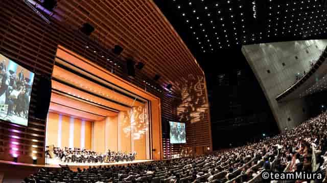 Tokyo International Forum auditorium with tiered seating for plenary sessions and gala events.