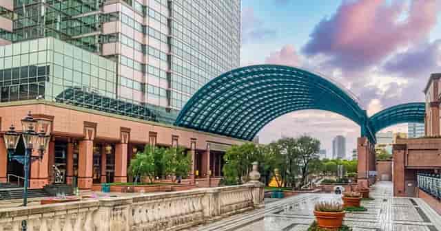 Architectural boardroom entrance at Yebisu Garden Place, ideal for corporate event venue rental.