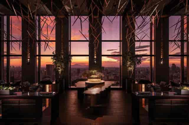 Shinagawa Prince Hotel conference hall with floor-to-ceiling skyline views for VIP events.