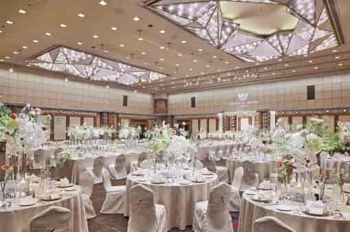 Luxury Imperial Hotel Tokyo Peacock Room ballroom for elegant wedding and corporate gala events.
