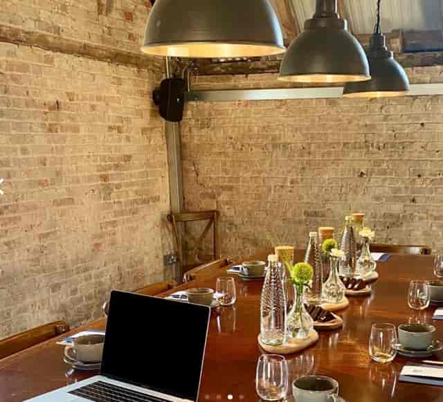 Rustic boardroom at Thetford Farm Estate for intimate executive strategy and brainstorming sessions.