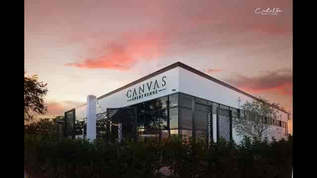 Modern Canvas Event Venue, First Floor sunset reception space for cocktail hours.