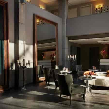 Sophisticated Gerbermühle hotel lounge for VIP networking and executive events.