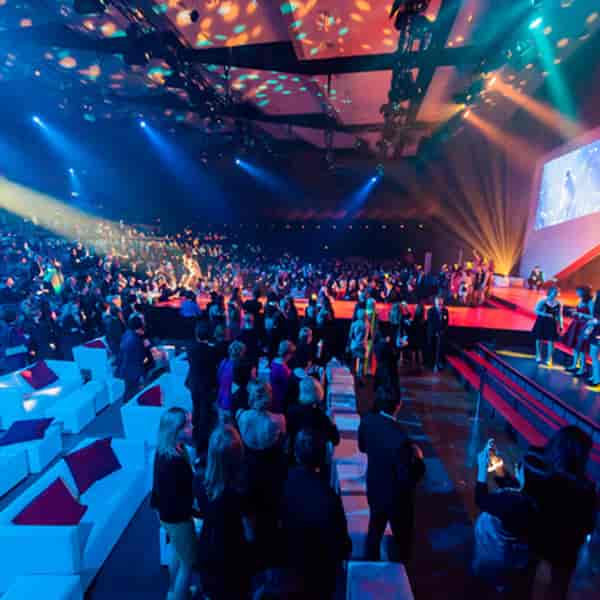Gala award ceremony with catwalk seating at Kasino myticket Jahrhunderthalle Frankfurt.