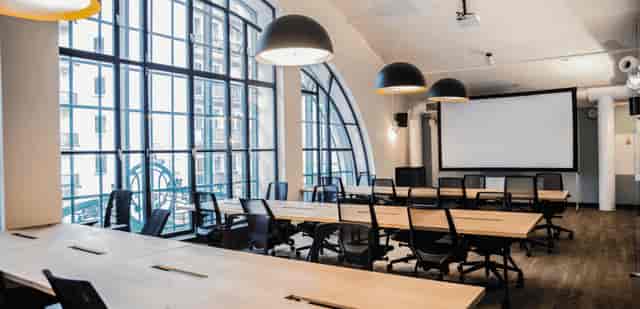 Mindspace Eurotheum boardroom: light-filled industrial workshop space for corporate meetings.