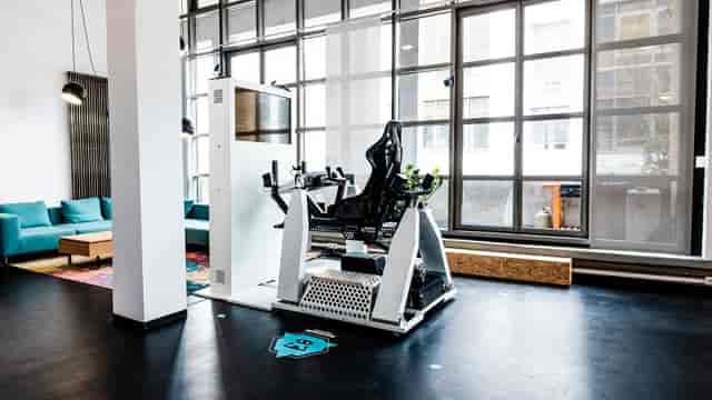 Motion simulator for corporate event engagement and gamified brand activation.