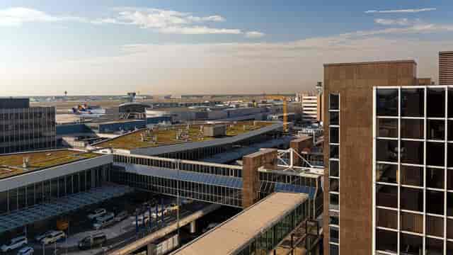 Modern Frankfurt Airport Marriott conference room for corporate events and business meetings.