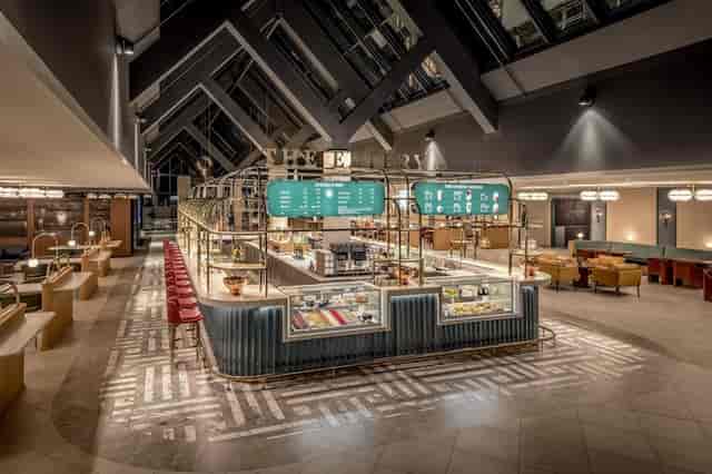 Modern event space at Frankfurt Airport Marriott Hotel for corporate networking and conventions.