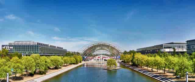 Leipziger Messe convention campus: modern architectural design for trade shows and summits.