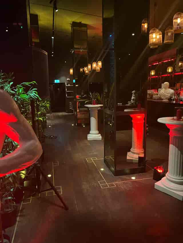 Elegant event venue, greenery, classical decor, product launch, cocktail reception