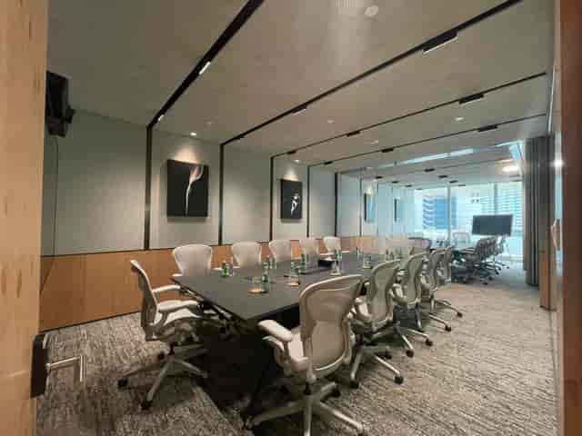 Executive boardroom in Ocean Financial Centre, ideal for corporate meetings and business events.