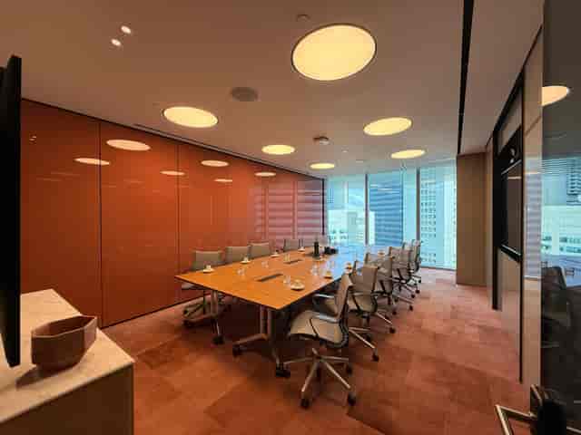 Boardroom-style meeting room 22A in Ocean Financial Centre, ideal for executive strategy sessions.